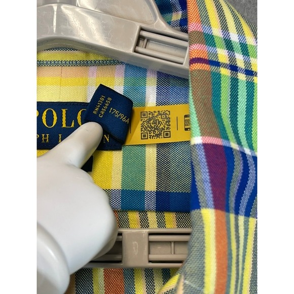 Polo Ralph Lauren Shirt Men Medium Yellow Madras Classic Long Sleeve Button Down - Picture 6 of 10